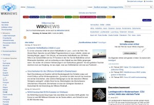Startseite von Wikinews, die freie Nachrichtenquelle