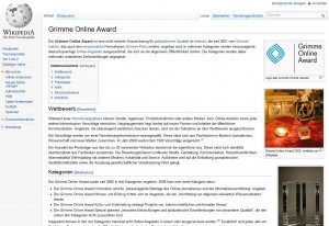 Wikipedia-Artikel zum Grimme Online Award