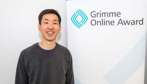 Frank Joung vom "Halbe Katoffl Podcast" bei der Bekanntgabe der Nominierungen zum Grimme Online Award 2018. Foto: Rainer Keuenhof / Grimme-Institut