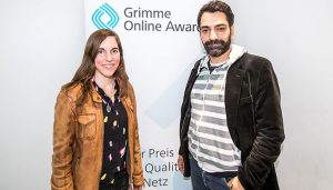 Lilith Becker und Özgür Uludag bei der Bekanntgabe der Nominierung zum Grimme Online Award 2018; Foto: Rainer Keuenhof/ Grimme-Institut