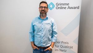 Matthias Franzmann bei der Bekanntgabe der Nominierung zum Grimme Online Award 2018; Foto: Rainer Keuenhof/ Grimme-Institut