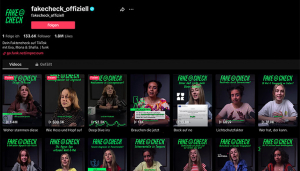 Screenshot des TikTok-Kanals „Fakecheck“