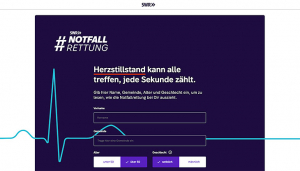 Screenshot der SWR-Website "Herzstillstand kann alle treffen, jede Sekunde zählt"