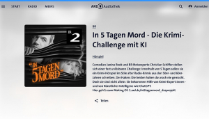 Screenshot der ARD-Mediathek-Website zum Podcast "In 5 Tagen Mord"