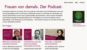 Screenshot der Website mit dem Podcast "Frauen von damals"