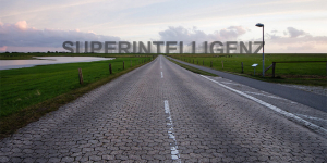 Straße zum Horizont mit dem Schriftzug "Superintelligenz"; Bild: Michael Schnell