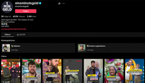 Screenshot des TikTok-Kanals eineminutegeldd