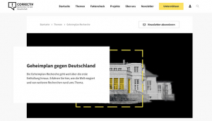 Screenshot der Website Geheimplan gegen Deutschland von Correctiv