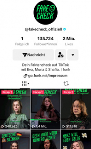 Screenshot des TikTok-Kanals Fakecheck
