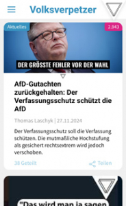 Screenshot der Volksverpetzer-App