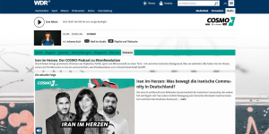 Screenshot der Website zum COSMO-Podcast "Iran im Herzen"