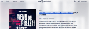 Screenshot der ARD-Website zum Podcast über den Tod von Mouhamed Dramé